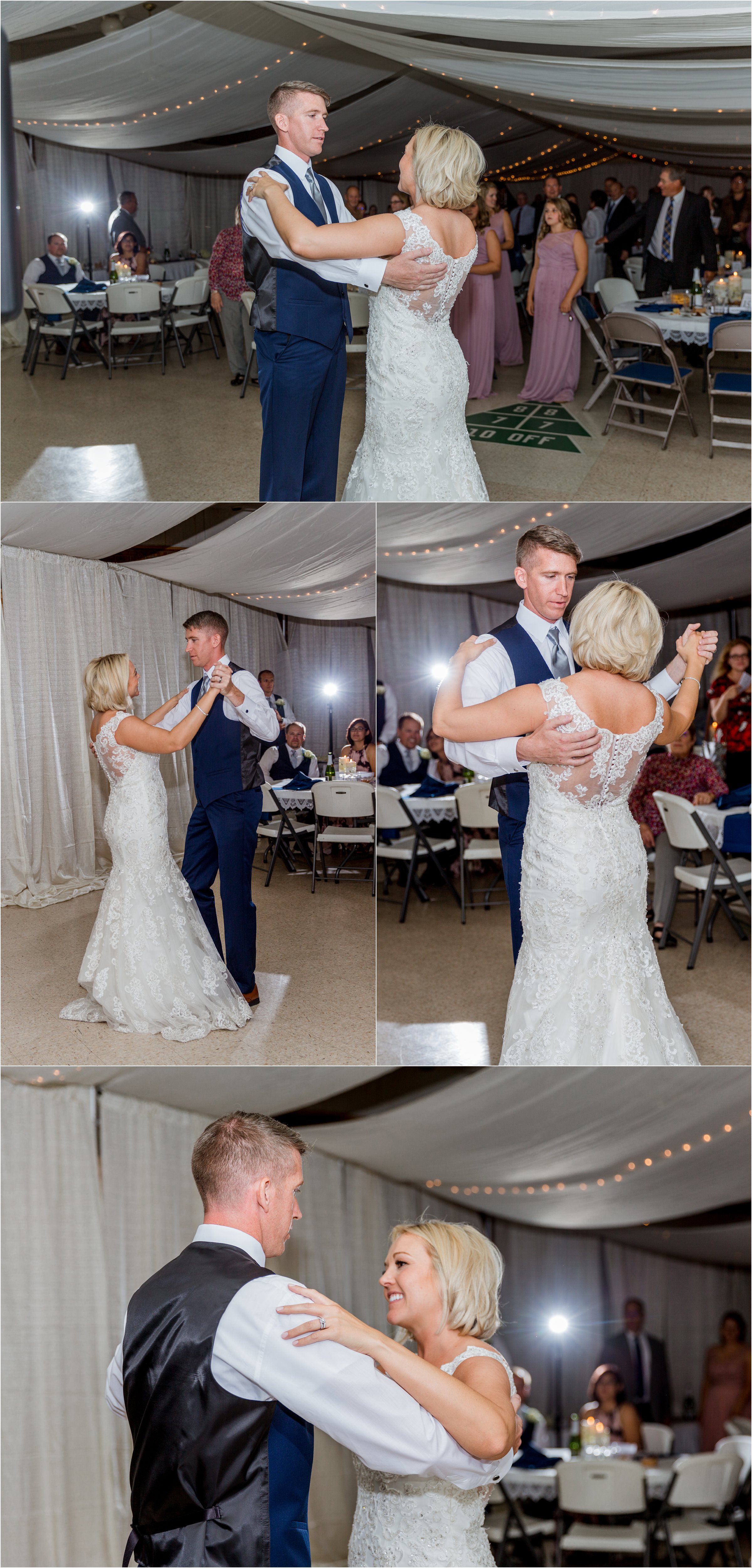 bride and groom dance their first dance together at their cheyenne wedding reception