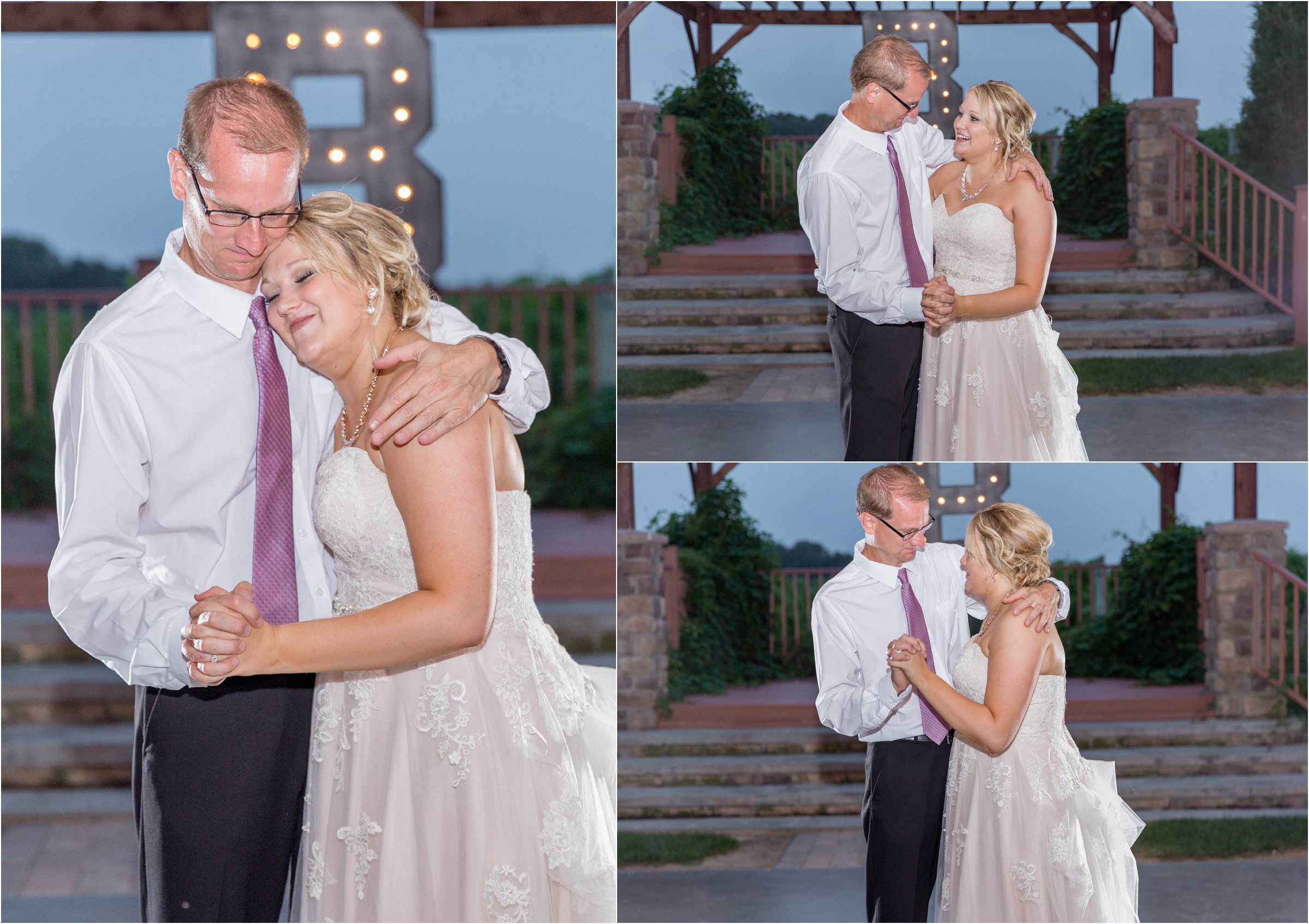 bride dances with her father at her own wedding reception