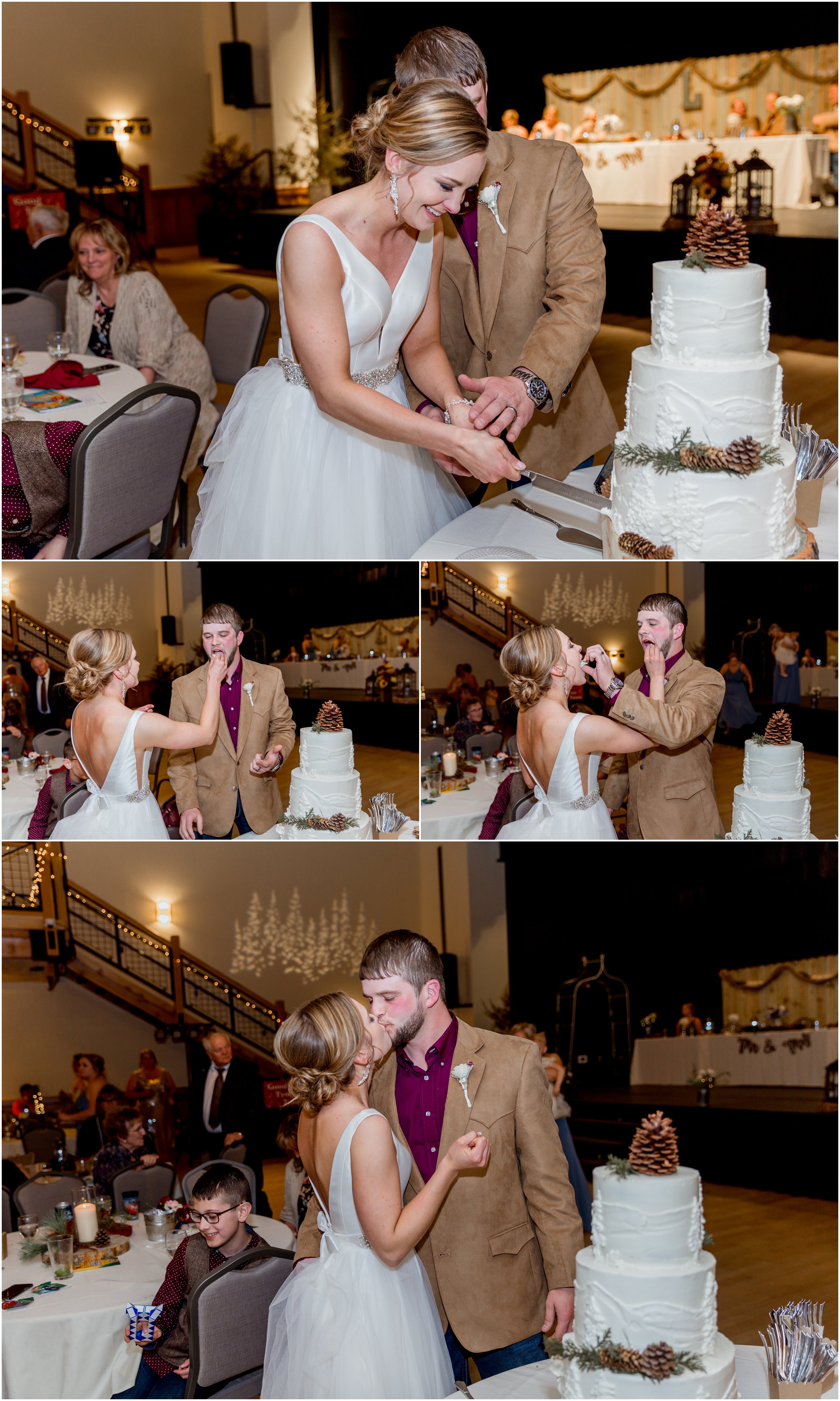 winter wedding in Silverthorne Colorado with snow around Lake Dillon