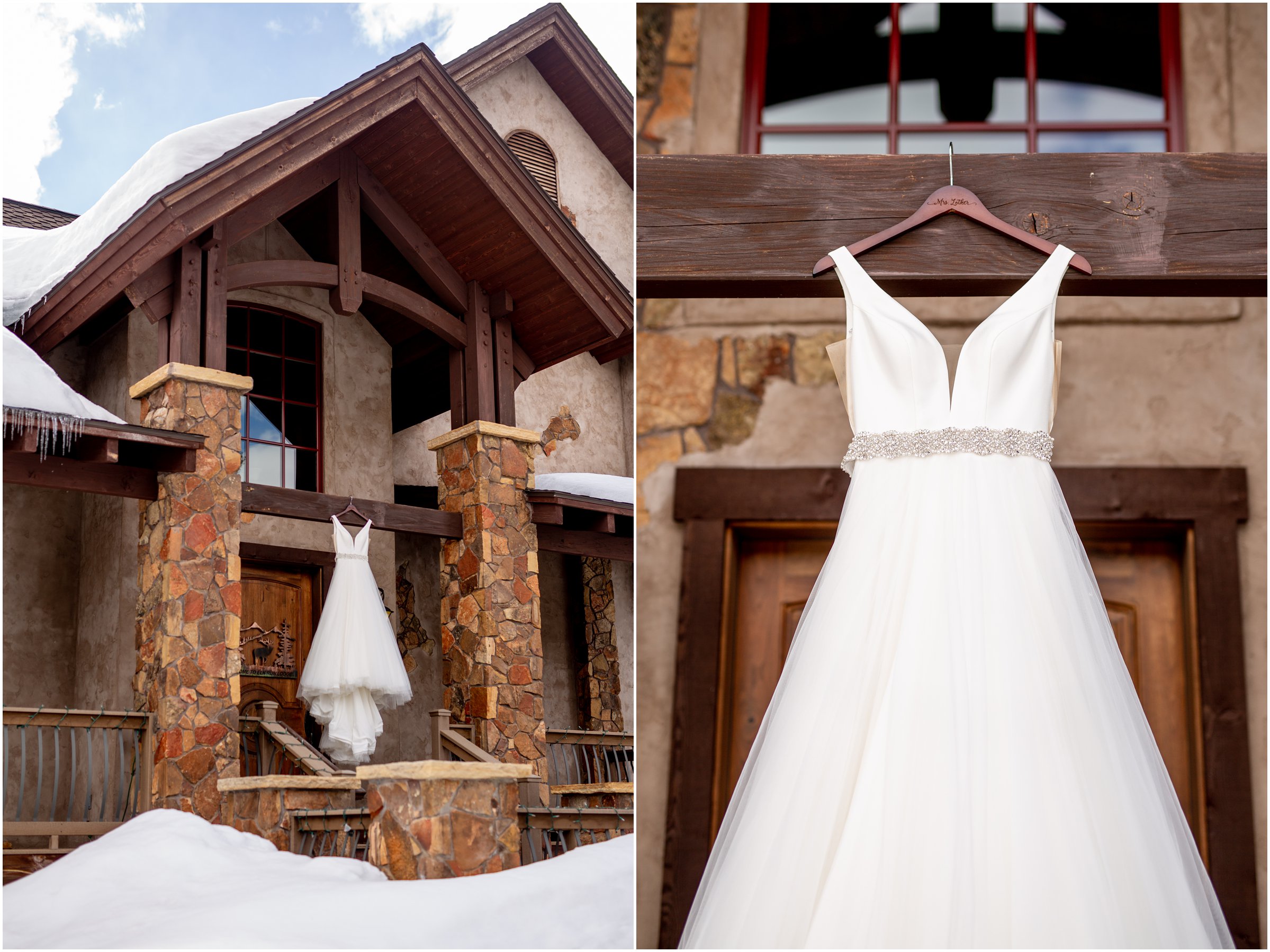 winter wedding in Silverthorne Colorado with snow around Lake Dillon