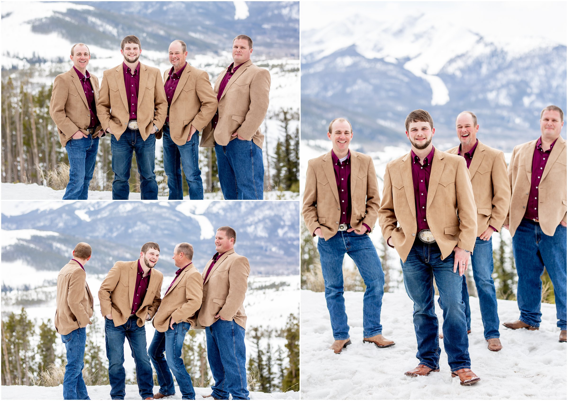 winter wedding in Silverthorne Colorado with snow around Lake Dillon