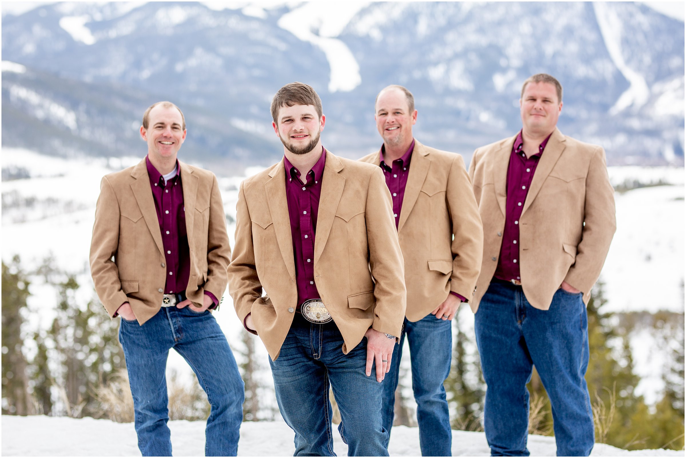 winter wedding in Silverthorne Colorado with snow around Lake Dillon