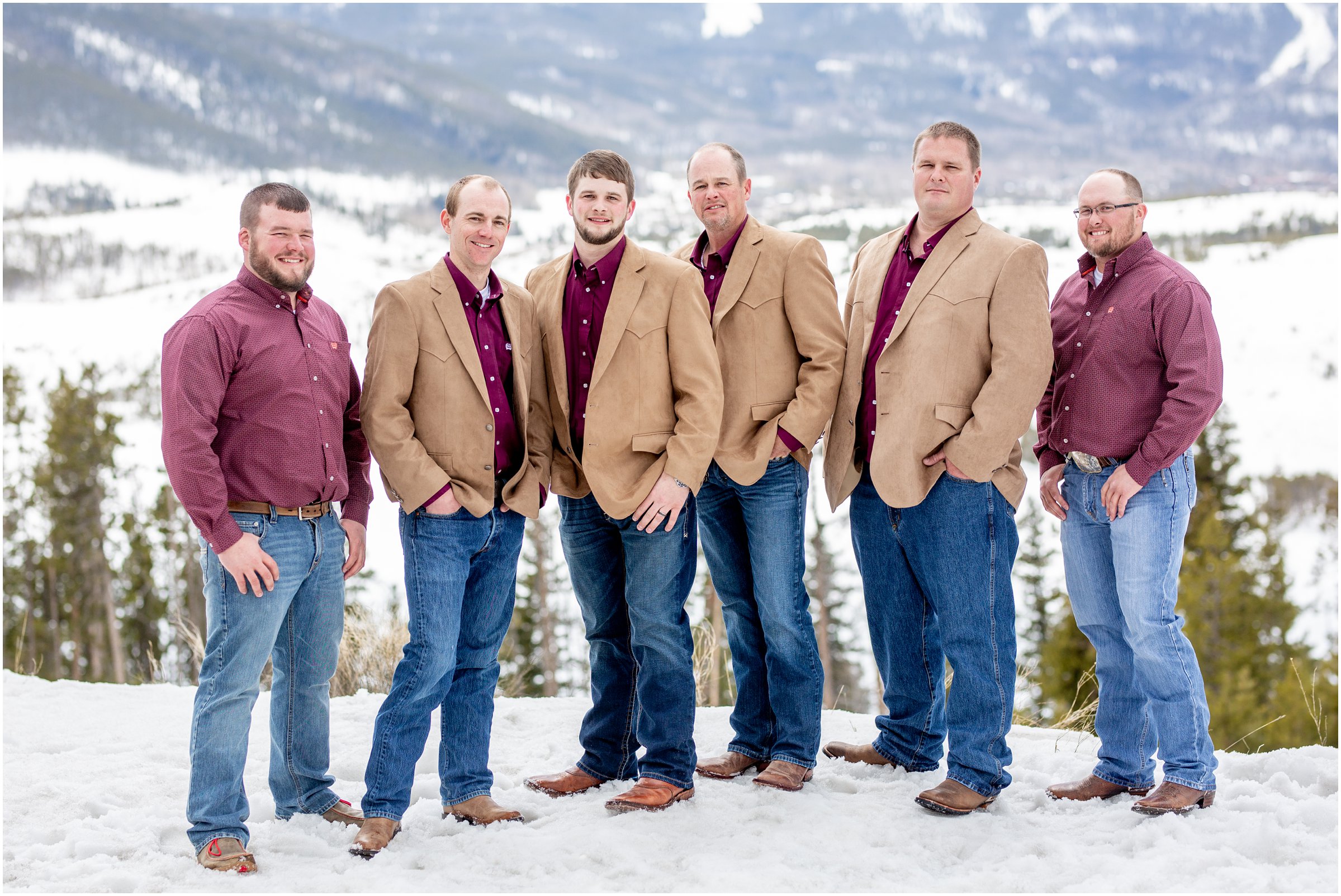 winter wedding in Silverthorne Colorado with snow around Lake Dillon