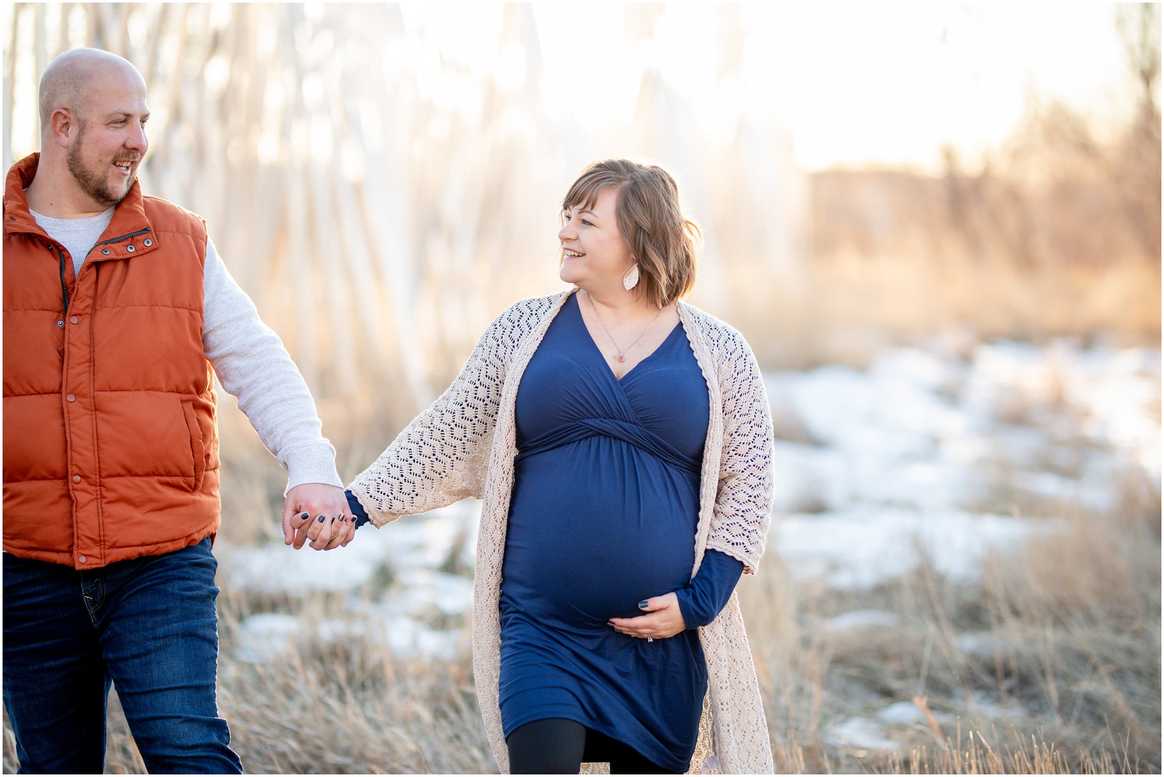 Golden light maternity session in Greeley, Colorado photographed by Sioux City Materntiy Photographer