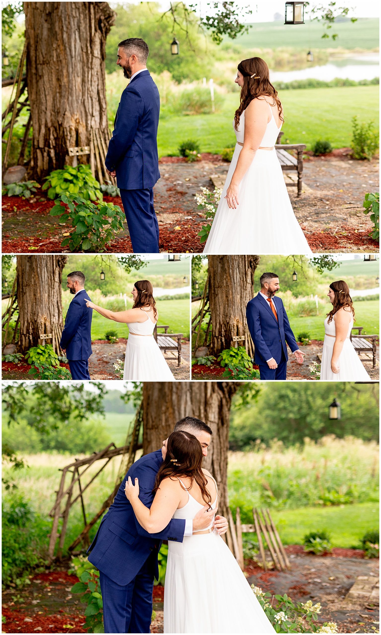 first look for bride and groom at sparks barn in lousiville nebraska
